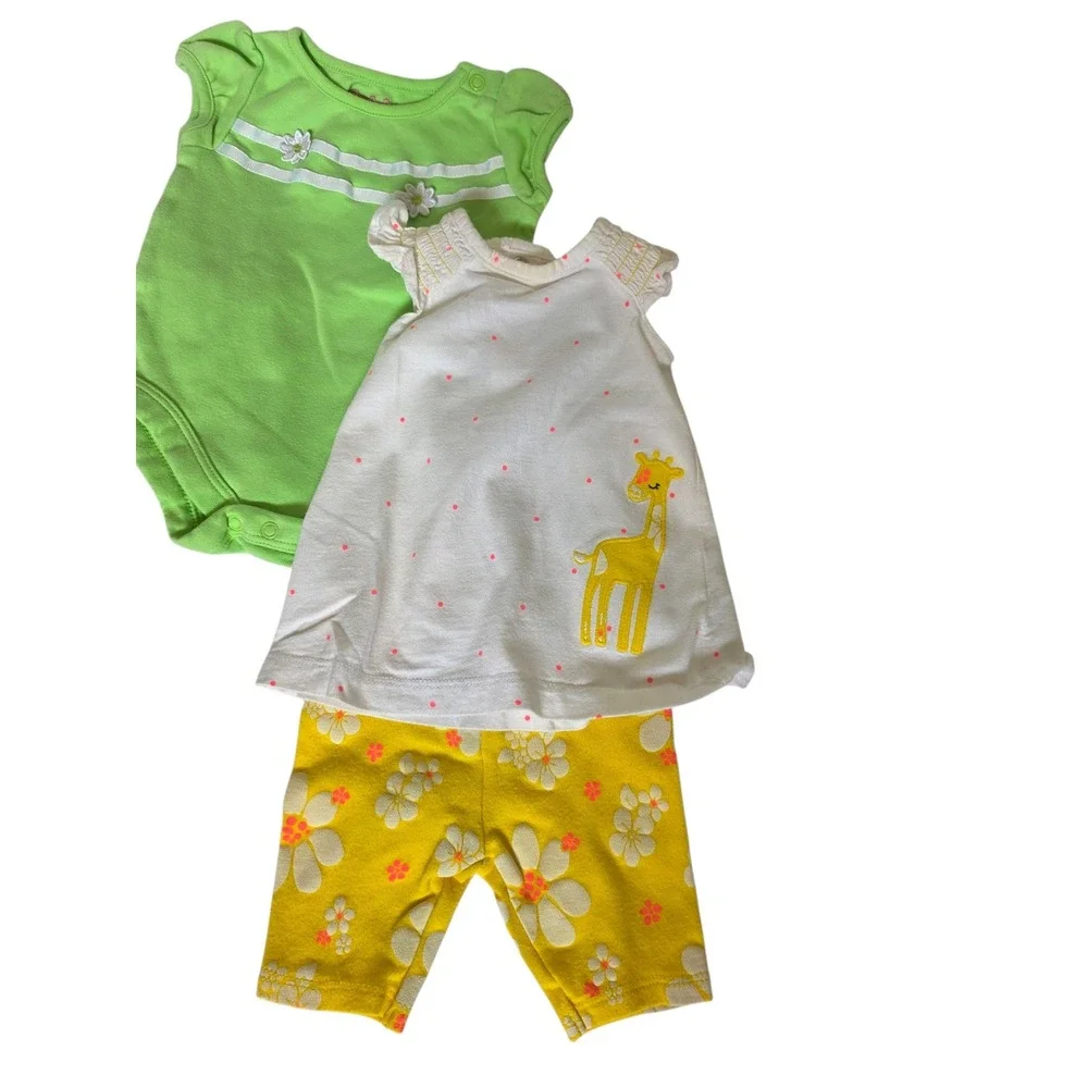 Baby Girl Clothes‎ Bundle 0-3M 0-6M Rompers Bodysuits Floral Giraffe Lot 7pc